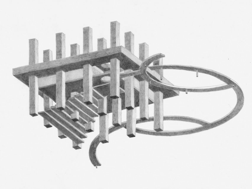 Pencil sketches of Rest by Pezo von Ellrichshausen