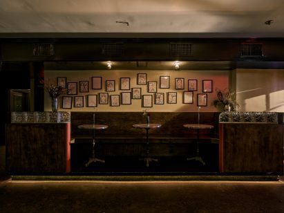 Bar lined with glass brick in New York