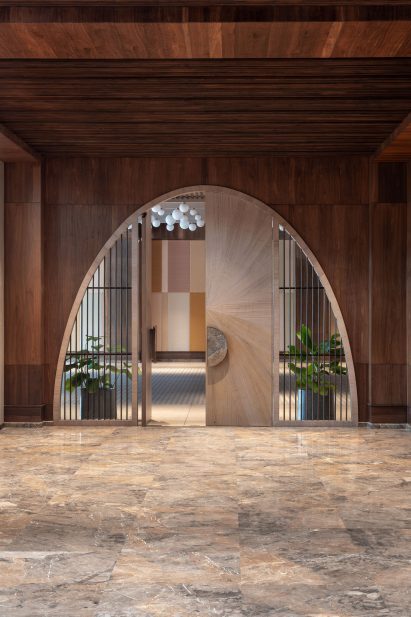 Wooden panels in community centre