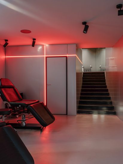 Sinners Inc tattoo parlour in Aarhus, Denmark designed by KIDZ Studio