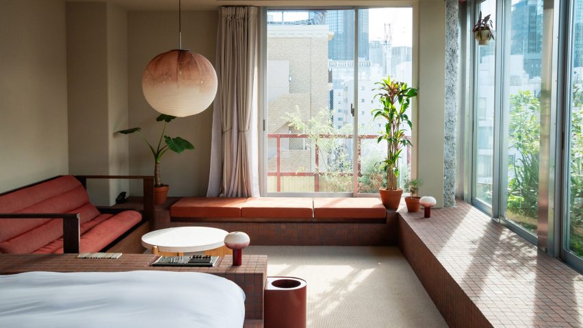 Bedroom inside SOIL Nihonbashi hotel by Kiyoaki Takeda Architects and Staple Studio