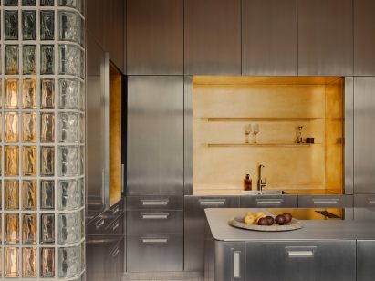 Glass brick kitchen