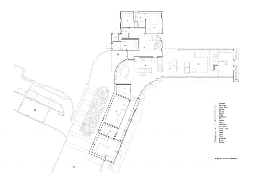 Ground floor plan of TH Residence by DeDraft