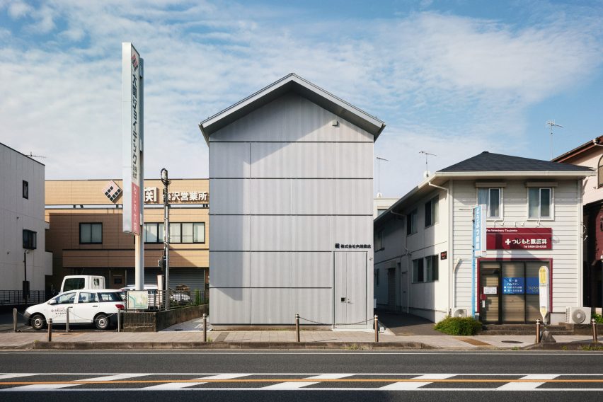 Closed facade of Japanese office building