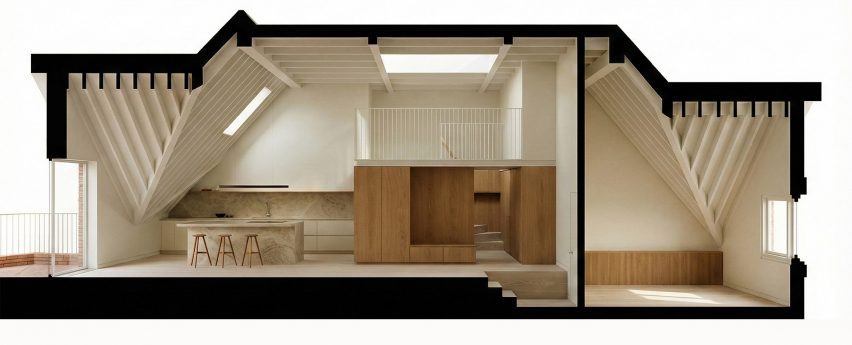 Section of Vaulting Loft by Mata Architects