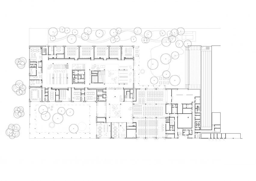Ground floor plan of Vida Elementary School by Opočenský Valouch Architects
