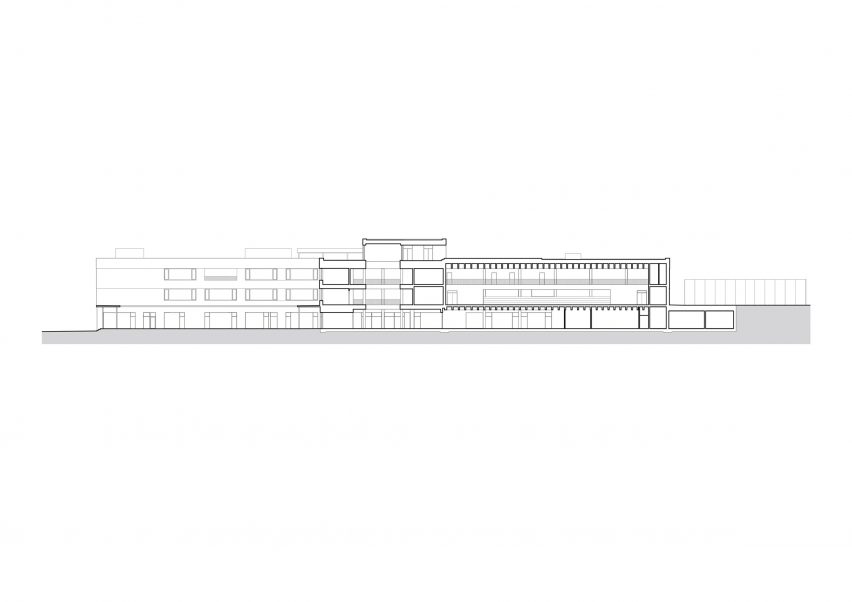 Section of Vida Elementary School by Opočenský Valouch Architects