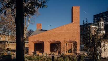 Brick building with chimneys