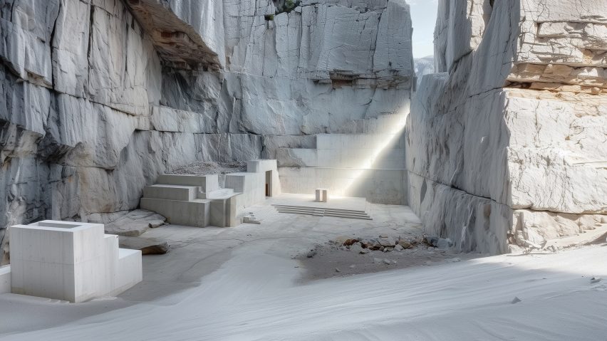 a white cave-like landsacpe
