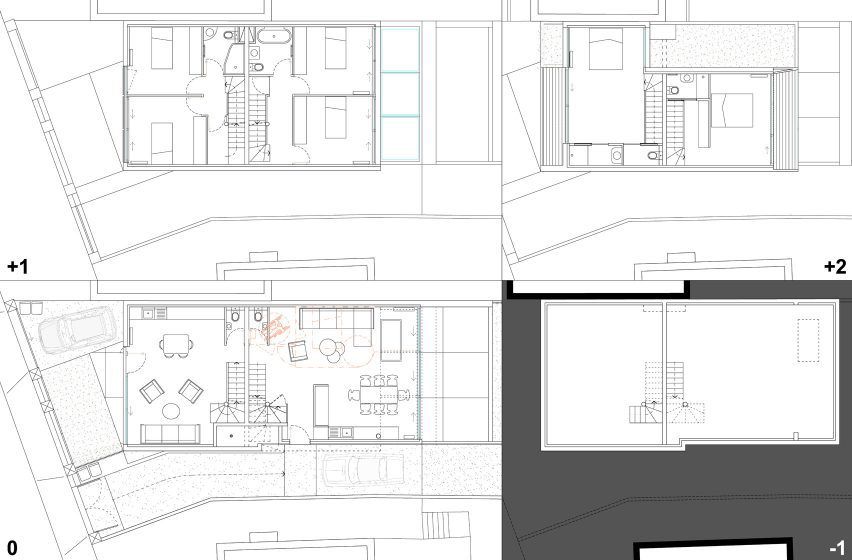 Ground floor plan of 2in1 Houses at Noisy-le-Sec by MXarchitecture