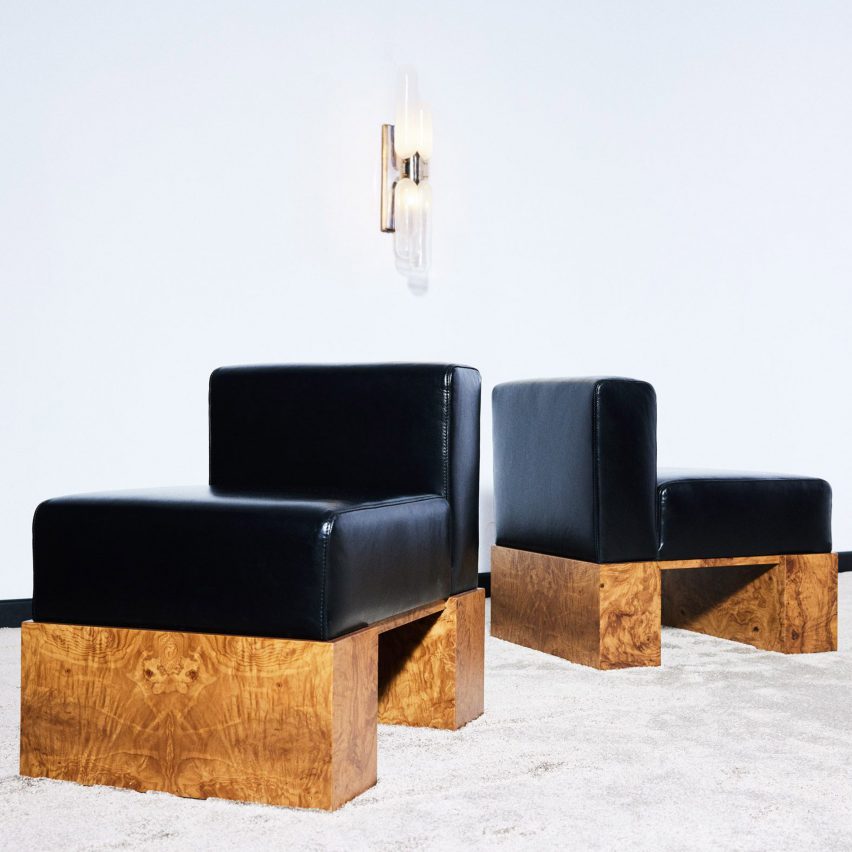 Photo of leather and wood chairs