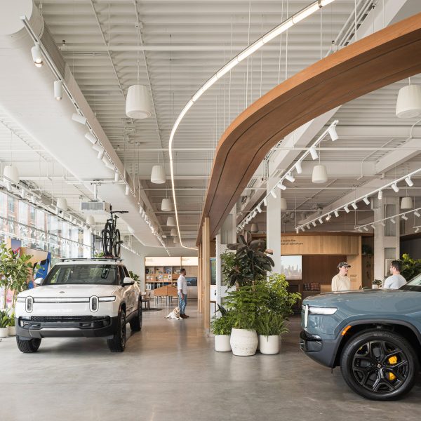 Photo of a Rivian car showroom