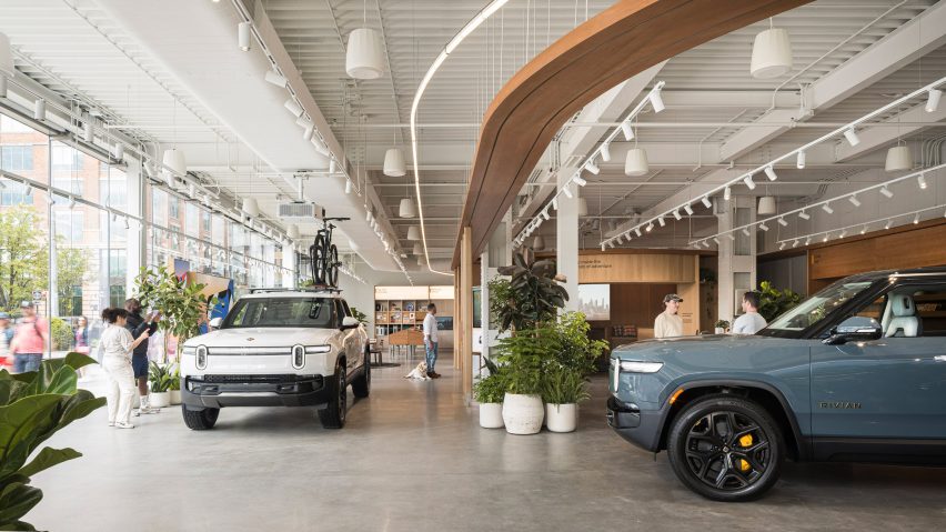Photo of a Rivian car showroom