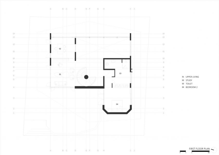 First floor plan of Ananda house by Thought Parallels Architecture