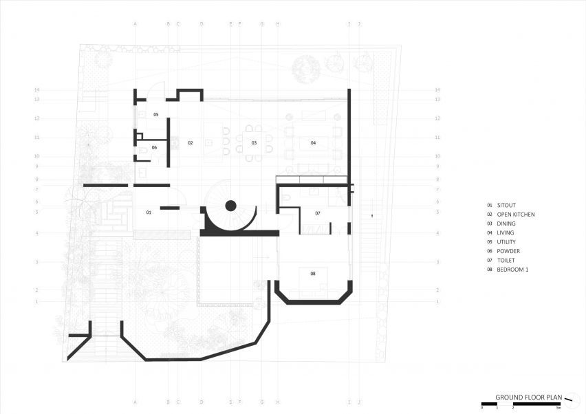 Ground floor plan of Ananda house by Thought Parallels Architecture
