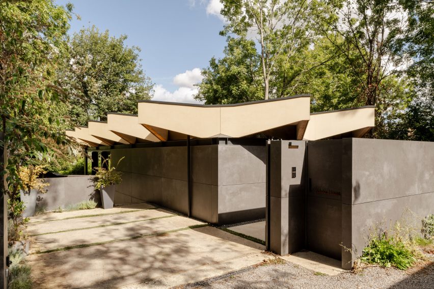 Overhanging triangular eaves of Arbour House by Andrei Saltykov