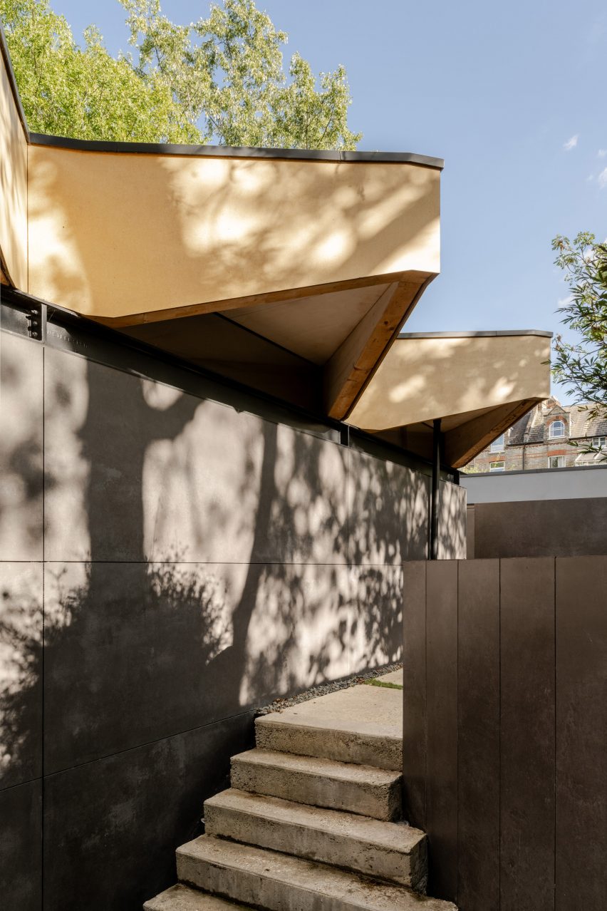 Overhanging triangular eaves of Arbour House by Andrei Saltykov