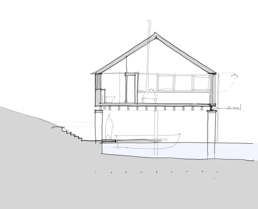 Section of Boathouse and Bothy by WT Architecture