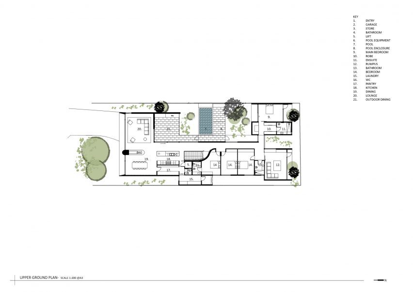 Upper floor plan of Coastal House in Victoria by Splinter Society