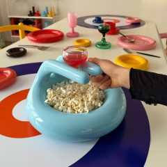 Sky blue Curling Bowl on dining table