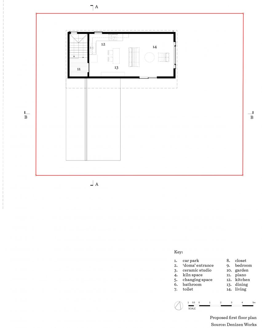 House in Onimichi by Denizen Works plans
