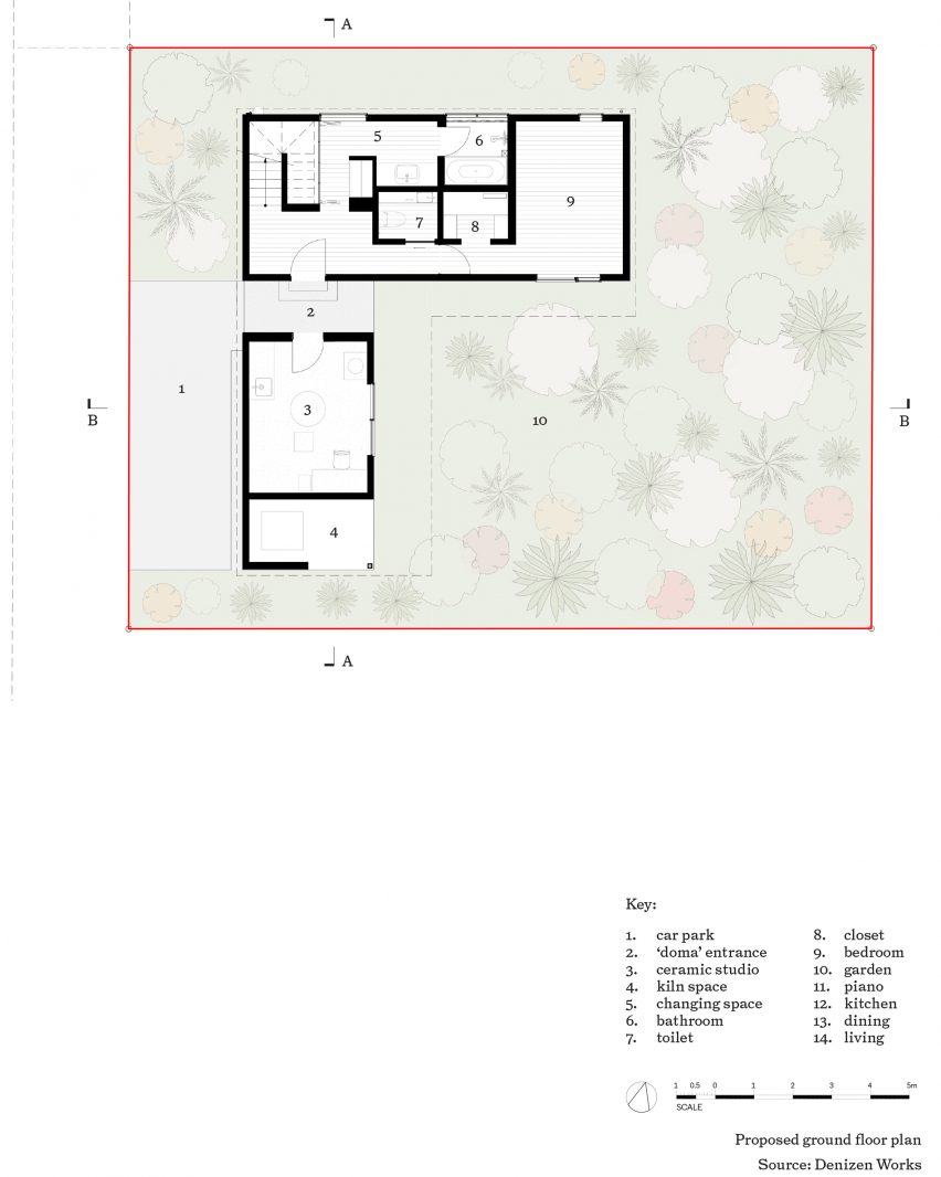 House in Onimichi by Denizen Works plans
