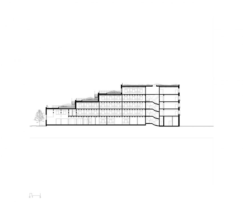 Section of Dominique Frelaut School by Tectoniques