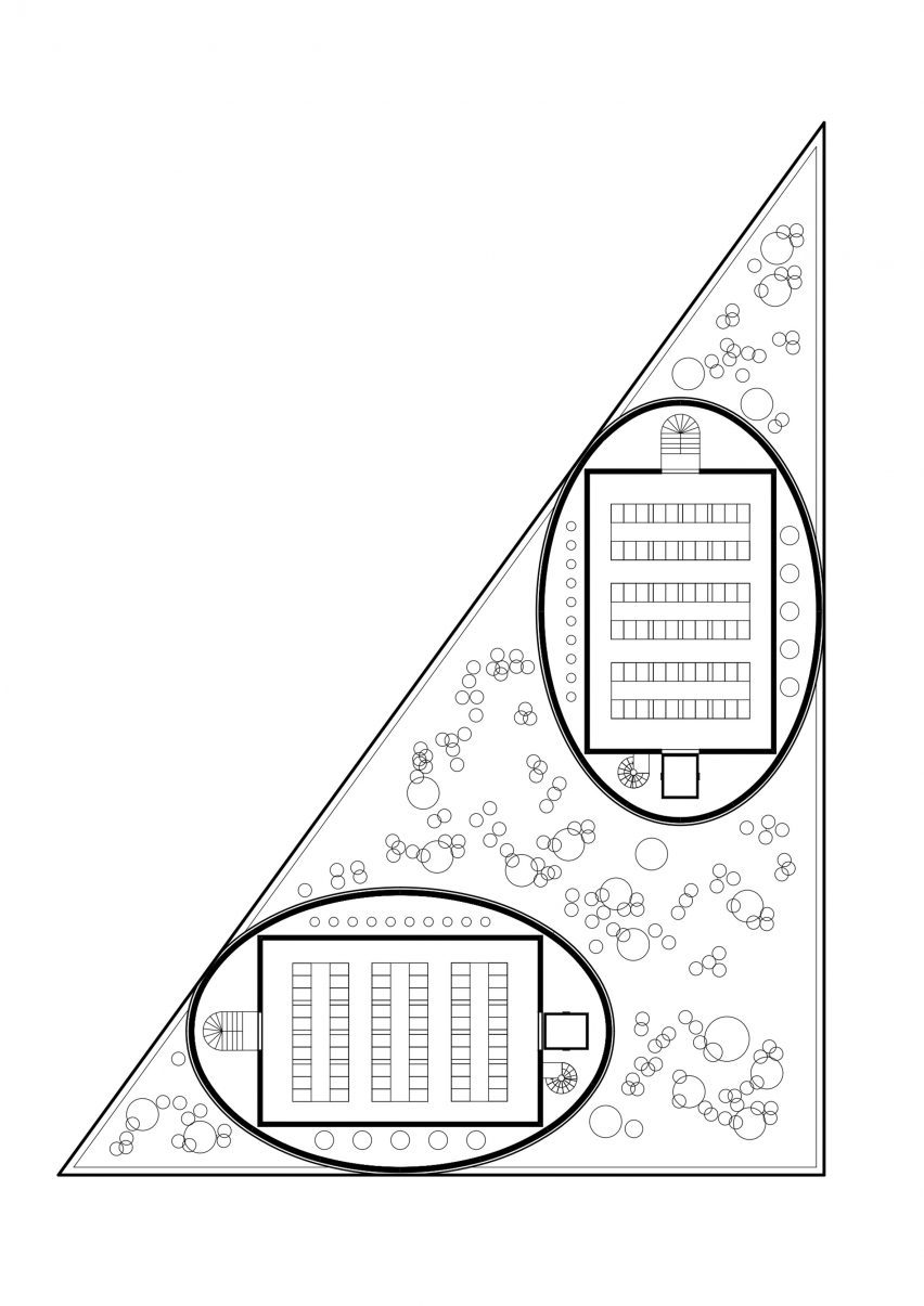 Plan of the Stone Clouds data centre by Carl Fredrik Svenstedt Architects