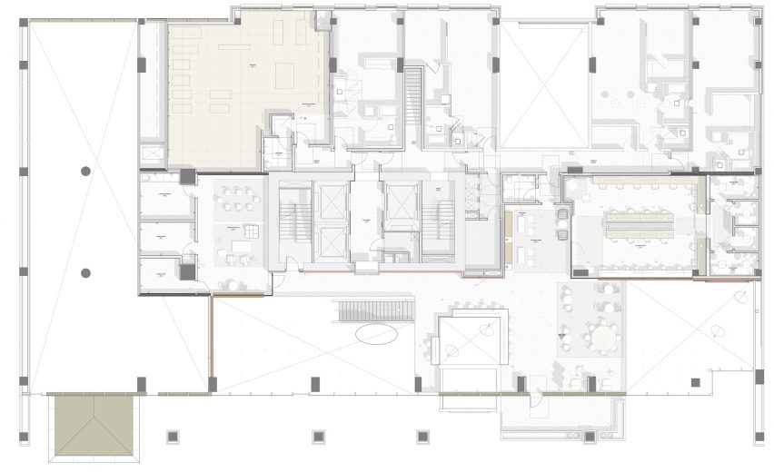 Mezzanine floor plan of Kaye tower by Grzywinski + Pons