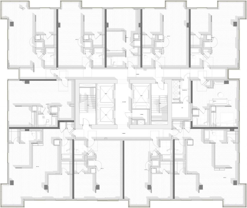 Corner projection plan of Kaye tower by Grzywinski + Pons