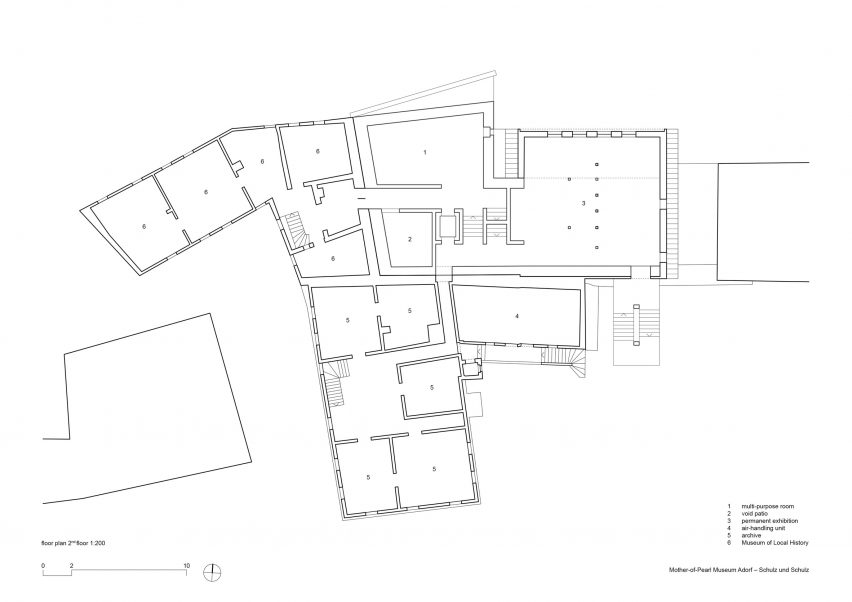 Second floor plan of the Mother-of-Pearl Experience Museum by Schulz und Schulz