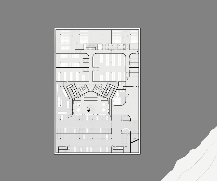 First basement floor plan of Museum Depot by Peter Pichler Architecture