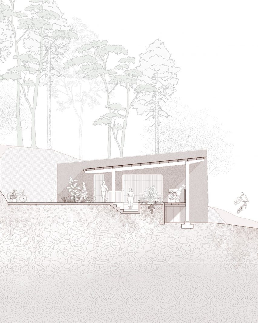 Section of the Pamba Bike Refuge by Urlo Studio