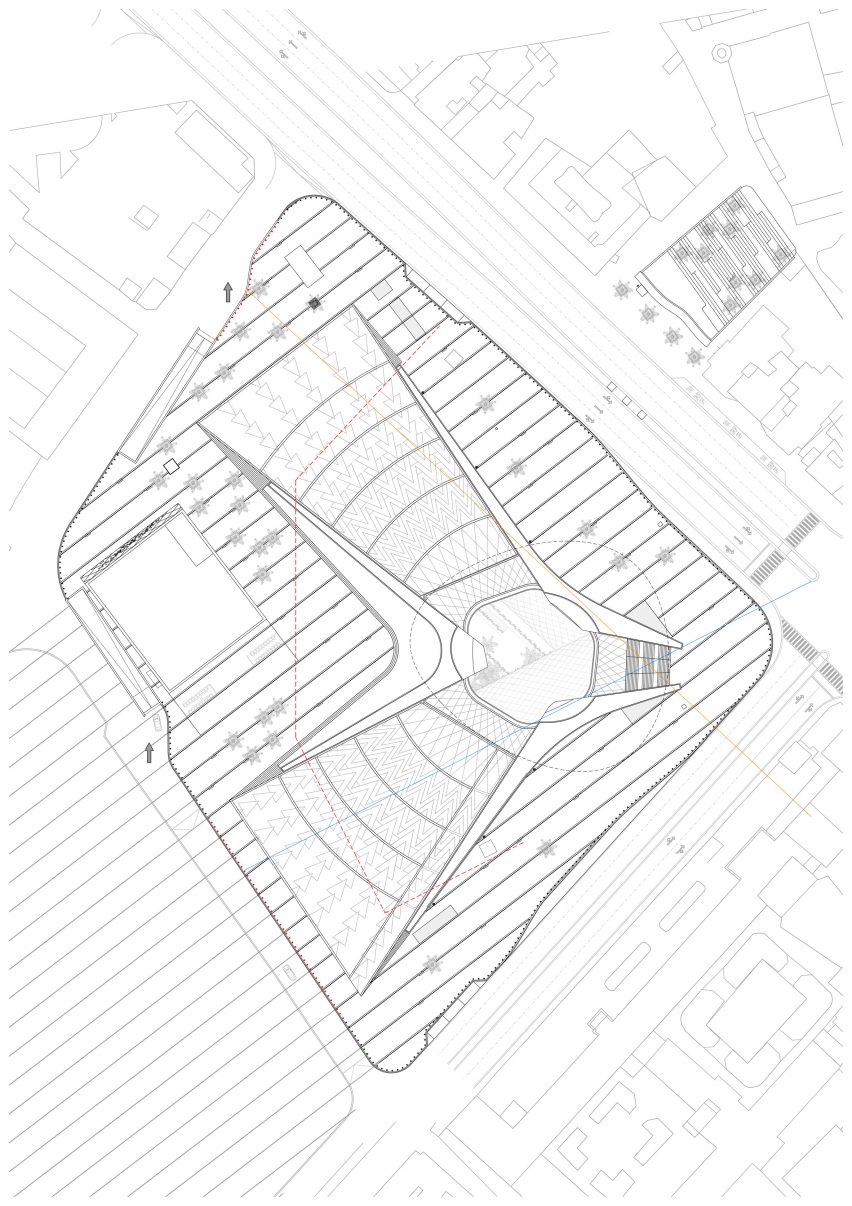 Roof plan of Qasr AlHokm Metro Station by Snøhetta