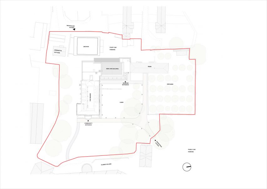 Site plan of the Shoemakers Museum in Somerset by Purcell