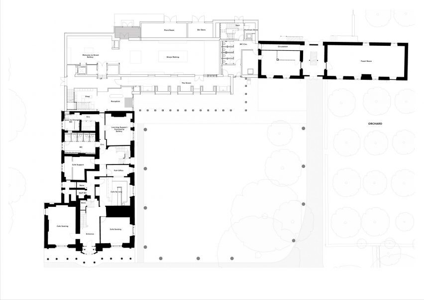 Ground floor plan of the Shoemakers Museum in Somerset by Purcell