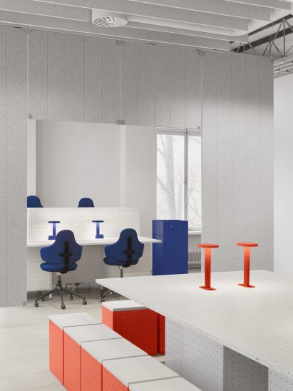 Felt room dividers in Testing Grounds Showroom by Form Us With Love in Stockholm