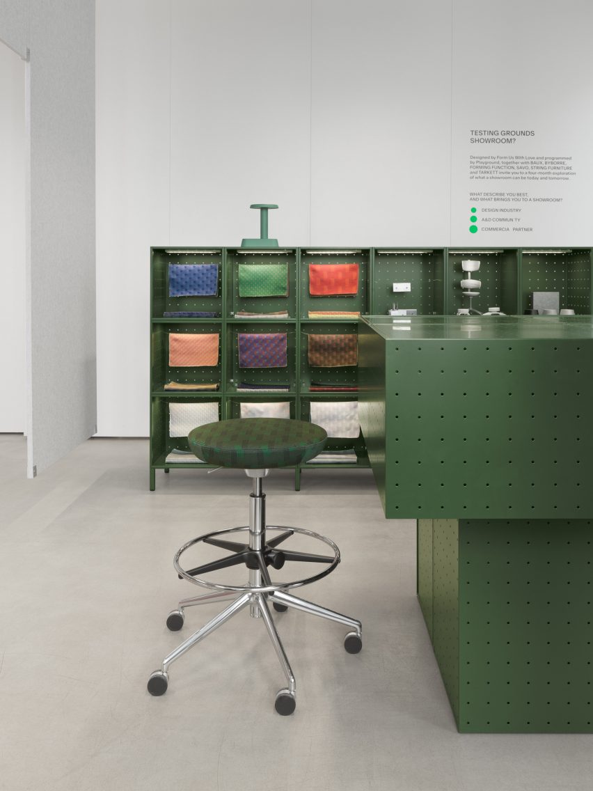 Material area in Testing Grounds Showroom by Form Us With Love in Stockholm
