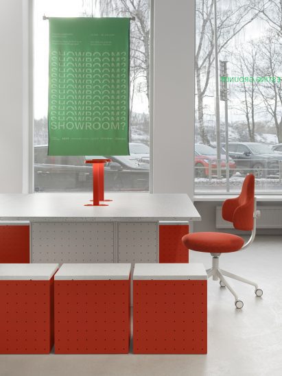 Main table in Testing Grounds Showroom by Form Us With Love in Stockholm