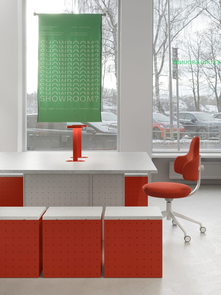 Main table in Testing Grounds Showroom by Form Us With Love in Stockholm