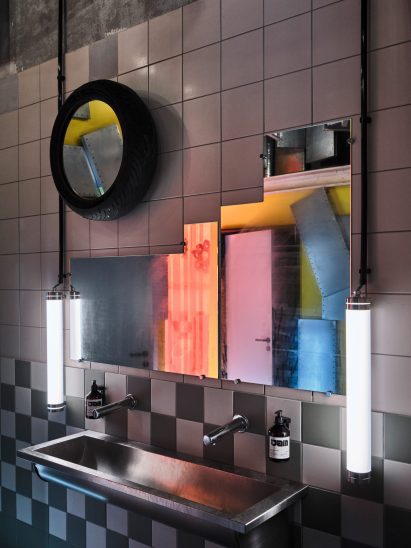 Bathroom with colourful accents