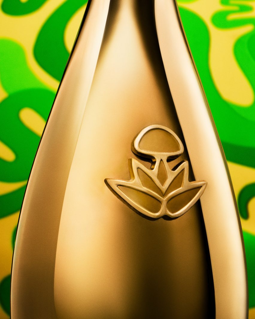 Mushroom stamp on tequila bottle