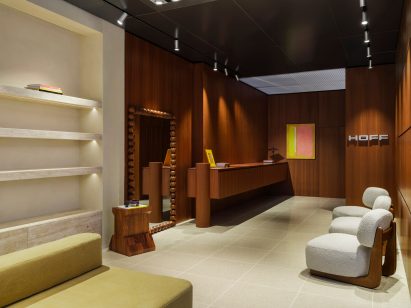 Wooden walls inside Hoff store