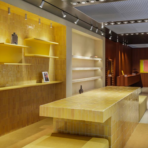 Store with yellow tiles and floor