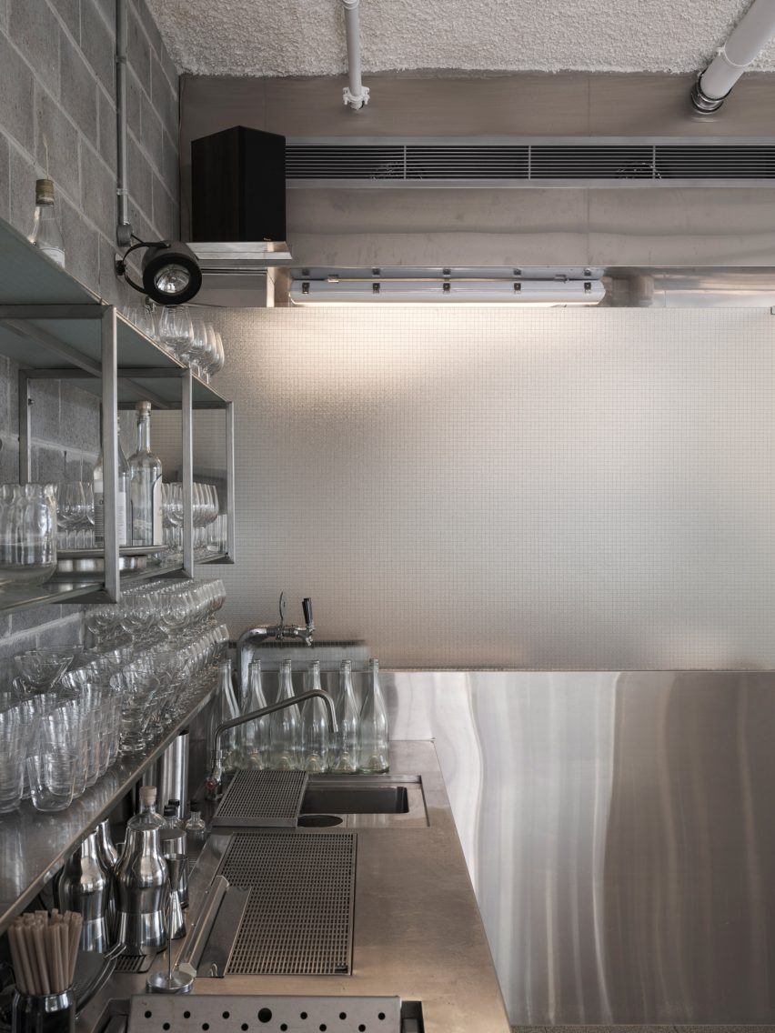Kitchen with concrete and metal surfaces