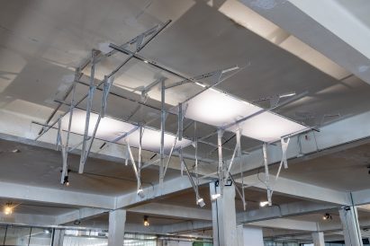 Metal rafter chandelier