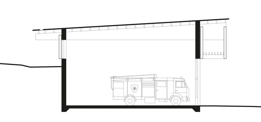 Section of Liden fire station by Kod Arkitekter