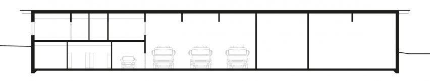 Section of Liden fire station by Kod Arkitekter