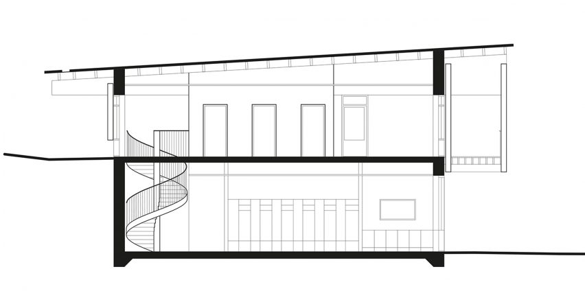 Section of Liden fire station by Kod Arkitekter