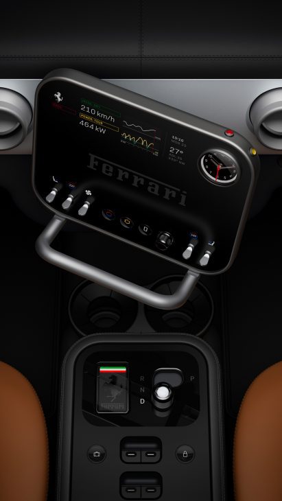 Central touch screen of Ferrari Luce 